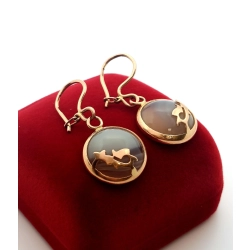 Złote kolczyki wiszące z Agatami Pr.583 W:7,11gr Dł:4cm