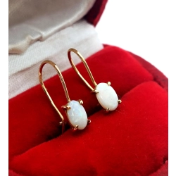 Złote kolczyki z opalami Pr.585 W:0,74gr Dł:1,5cm Angielskie zapięcie