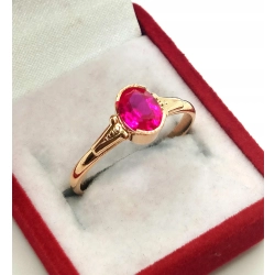 Złoty pierścionek z różowym kamieniem Pr.583 W:2,72gr Roz.23