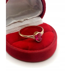 Złoty pierścionek z różowym kamieniem Pr.583 W:2,72gr Roz.23
