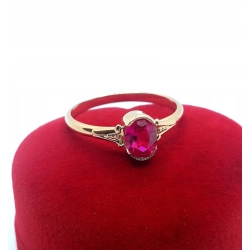 Złoty pierścionek z różowym kamieniem Pr.583 W:2,72gr Roz.23