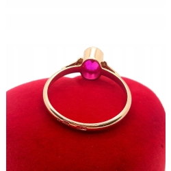 Złoty pierścionek z różowym kamieniem Pr.583 W:2,72gr Roz.23