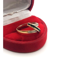 Złoty pierścionek szeroki zygzak z cyrkoniami Pr.585 W:3,34gr Roz.15