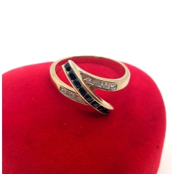 Złoty pierścionek szeroki zygzak z cyrkoniami Pr.585 W:3,34gr Roz.15