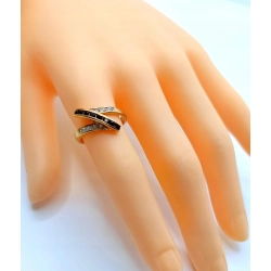 Złoty pierścionek szeroki zygzak z cyrkoniami Pr.585 W:3,34gr Roz.15