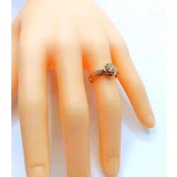 Złoty pierścionek z Diamentami 0,49ct + 0,35ct Pr.585 W:3,60gr R.11