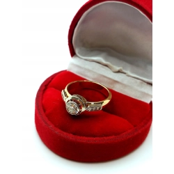 Złoty pierścionek z Diamentami 0,49ct + 0,35ct Pr.585 W:3,60gr R.11
