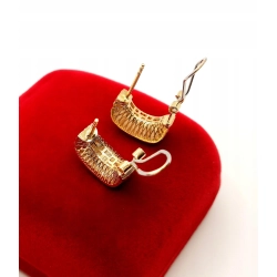 Złote kolczyki mieniące się Pr.585 W:3,09gr sztyft z klipsem