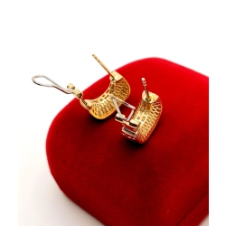 Złote kolczyki mieniące się Pr.585 W:3,09gr sztyft z klipsem