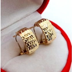 Złote kolczyki mieniące się Pr.585 W:3,09gr sztyft z klipsem