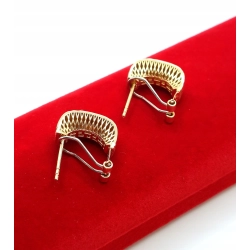 Złote kolczyki mieniące się Pr.585 W:3,09gr sztyft z klipsem