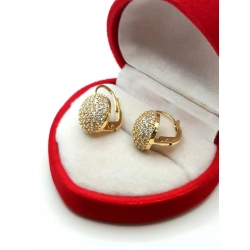 Złote kolczyki kopułki z cyrkoniami Pr.585 W:4,03gr angielskie zapięcie