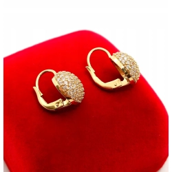 Złote kolczyki kopułki z cyrkoniami Pr.585 W:4,03gr angielskie zapięcie