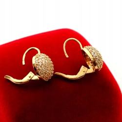 Złote kolczyki kopułki z cyrkoniami Pr.585 W:4,03gr angielskie zapięcie