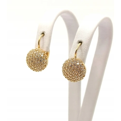 Złote kolczyki kopułki z cyrkoniami Pr.585 W:4,03gr angielskie zapięcie