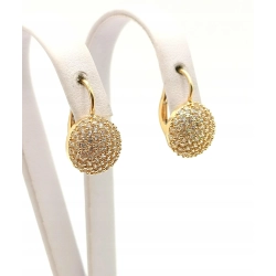 Złote kolczyki kopułki z cyrkoniami Pr.585 W:4,03gr angielskie zapięcie