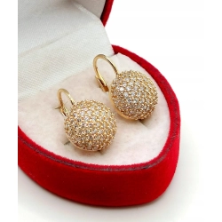 Złote kolczyki kopułki z cyrkoniami Pr.585 W:4,03gr angielskie zapięcie