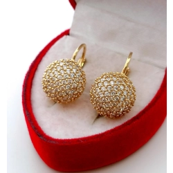 Złote kolczyki kopułki z cyrkoniami Pr.585 W:4,03gr angielskie zapięcie