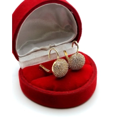 Złote kolczyki kopułki z cyrkoniami Pr.585 W:4,03gr angielskie zapięcie