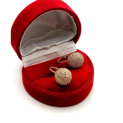 Złote kolczyki kopułki z cyrkoniami Pr.585 W:4,03gr angielskie zapięcie