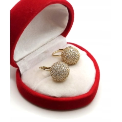 Złote kolczyki kopułki z cyrkoniami Pr.585 W:4,03gr angielskie zapięcie
