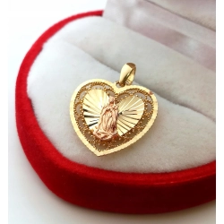 Złota zawieszka medalik Serce z Maryją Pr.585 W:1,16gr