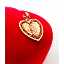 Złota zawieszka medalik Serce z Maryją Pr.585 W:1,16gr