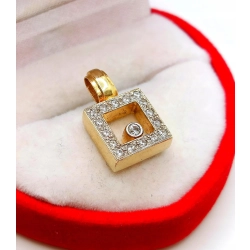 Złota zawieszka kwadratowa z cyrkoniami Pr.585 W:2,55gr
