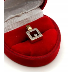 Złota zawieszka kwadratowa z cyrkoniami Pr.585 W:2,55gr