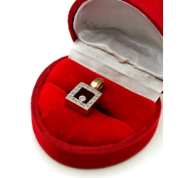 Złota zawieszka kwadratowa z cyrkoniami Pr.585 W:2,55gr