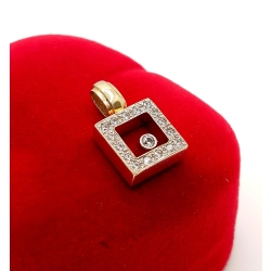 Złota zawieszka kwadratowa z cyrkoniami Pr.585 W:2,55gr