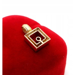 Złota zawieszka kwadratowa z cyrkoniami Pr.585 W:2,55gr