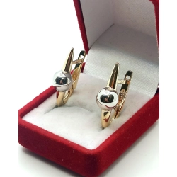 Złote kolczyki bicolor z kulką Dł:2,5cm Pr.585 W:2,63gr