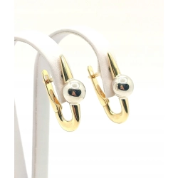 Złote kolczyki bicolor z kulką Dł:2,5cm Pr.585 W:2,63gr