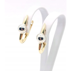 Złote kolczyki bicolor z kulką Dł:2,5cm Pr.585 W:2,63gr