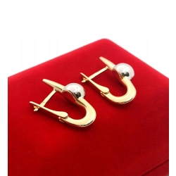 Złote kolczyki bicolor z kulką Dł:2,5cm Pr.585 W:2,63gr