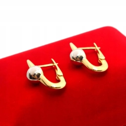 Złote kolczyki bicolor z kulką Dł:2,5cm Pr.585 W:2,63gr