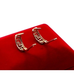 Złoe kolczyki ażurowy grecki wzór z cyrkoniami P.585 W:4,02gr Dł:1,7cm