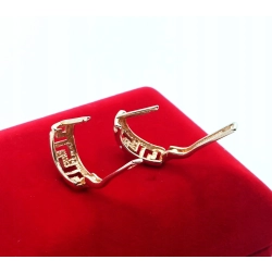 Złoe kolczyki ażurowy grecki wzór z cyrkoniami P.585 W:4,02gr Dł:1,7cm