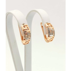 Złoe kolczyki ażurowy grecki wzór z cyrkoniami P.585 W:4,02gr Dł:1,7cm