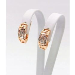 Złoe kolczyki ażurowy grecki wzór z cyrkoniami P.585 W:4,02gr Dł:1,7cm