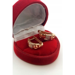 Złoe kolczyki ażurowy grecki wzór z cyrkoniami P.585 W:4,02gr Dł:1,7cm