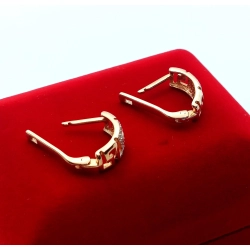 Złoe kolczyki ażurowy grecki wzór z cyrkoniami P.585 W:4,02gr Dł:1,7cm