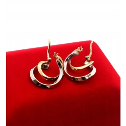 Złote kolczyki koła kółka podwójne z cyrkoniami Pr.333 W:2,72gr