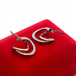 Złote kolczyki koła kółka podwójne z cyrkoniami Pr.333 W:2,72gr