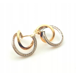 Złote kolczyki koła kółka podwójne z cyrkoniami Pr.333 W:2,72gr