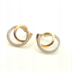 Złote kolczyki koła kółka podwójne z cyrkoniami Pr.333 W:2,72gr