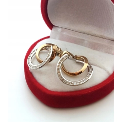 Złote kolczyki koła kółka podwójne z cyrkoniami Pr.333 W:2,72gr