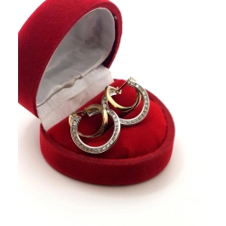 Złote kolczyki koła kółka podwójne z cyrkoniami Pr.333 W:2,72gr