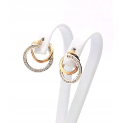 Złote kolczyki koła kółka podwójne z cyrkoniami Pr.333 W:2,72gr